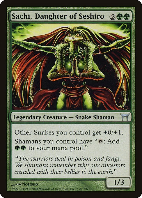 Sachi, Daughter of Seshiro, carta Magic di tipo Legendary Creature — Snake Shaman illustrata da Nottsuo