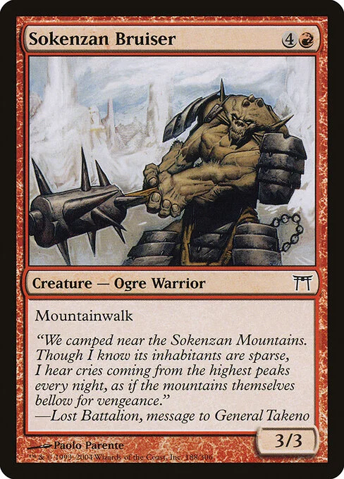 Sokenzan Bruiser, carta Magic di tipo Creature — Ogre Warrior illustrata da Paolo Parente
