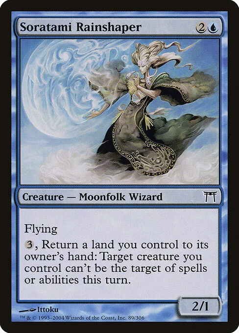 Soratami Rainshaper, carta Magic di tipo Creature — Moonfolk Wizard illustrata da Ittoku
