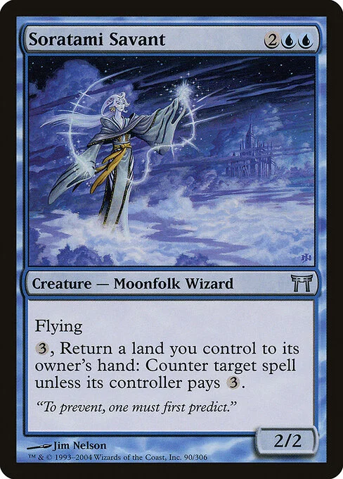 Soratami Savant, carta Magic di tipo Creature — Moonfolk Wizard illustrata da Jim Nelson
