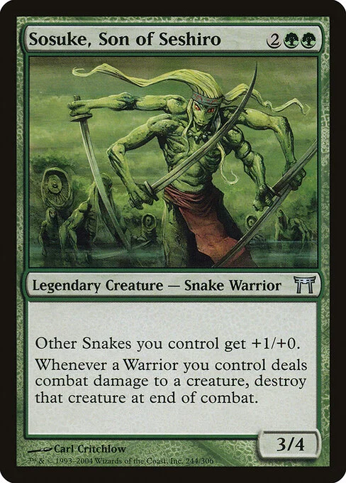 Sosuke, Son of Seshiro, carta Magic di tipo Legendary Creature — Snake Warrior illustrata da Carl Critchlow