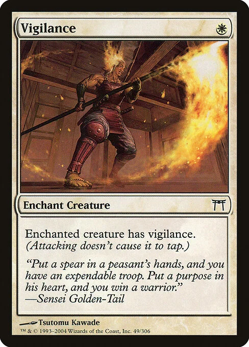 Vigilance, carta Magic di tipo Enchantment — Aura illustrata da Tsutomu Kawade