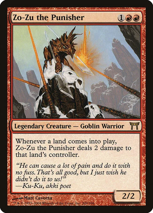 Zo-Zu the Punisher, carta Magic di tipo Legendary Creature — Goblin Warrior illustrata da Matt Cavotta