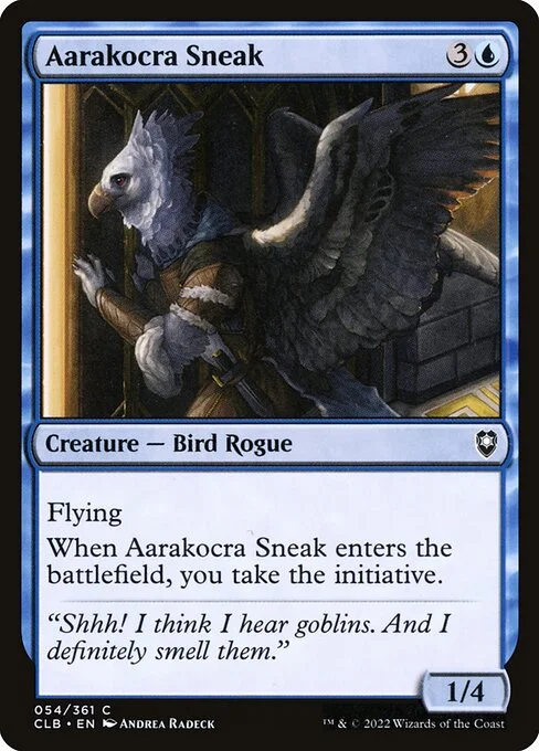 Aarakocra Sneak, carta Magic di tipo Creature — Bird Rogue illustrata da Andrea Radeck