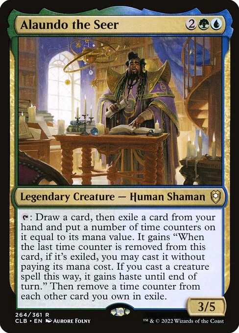 Alaundo the Seer, carta Magic di tipo Legendary Creature — Human Shaman illustrata da Aurore Folny
