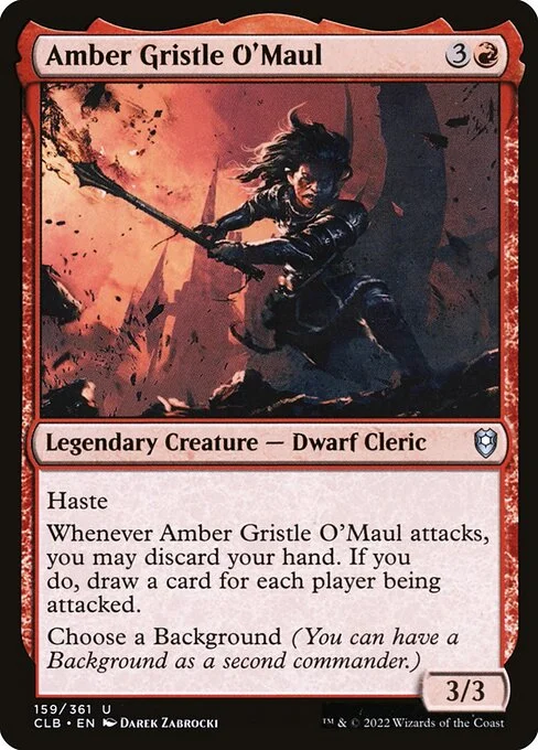Amber Gristle O'Maul, carta Magic di tipo Legendary Creature — Dwarf Cleric illustrata da Darek Zabrocki