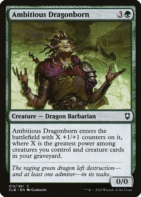 Ambitious Dragonborn, carta Magic di tipo Creature — Dragon Barbarian illustrata da Gaboleps