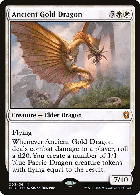 Ancient Gold Dragon, carta Magic di tipo Creature — Elder Dragon illustrata da Simon Dominic