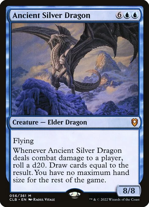 Ancient Silver Dragon, carta Magic di tipo Creature — Elder Dragon illustrata da Raoul Vitale