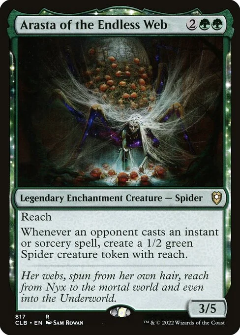 Arasta of the Endless Web, carta Magic di tipo Legendary Enchantment Creature — Spider illustrata da Sam Rowan