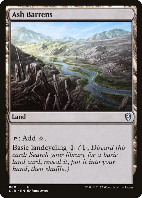 Ash Barrens, carta Magic di tipo Land illustrata da John Avon
