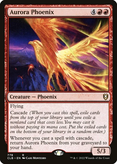 Aurora Phoenix, carta Magic di tipo Creature — Phoenix illustrata da Caio Monteiro