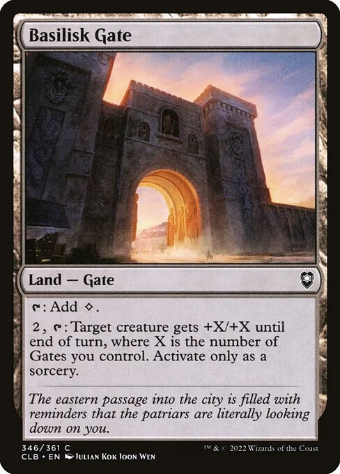 Basilisk Gate, carta Magic di tipo Land — Gate illustrata da Julian Kok Joon Wen