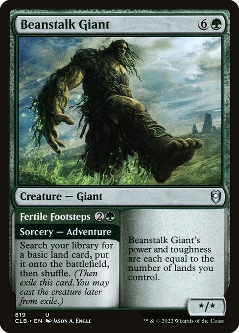 Beanstalk Giant // Fertile Footsteps, carta Magic di tipo Creature — Giant // Sorcery — Adventure illustrata da Jason A. Engle