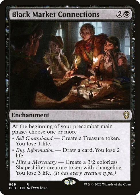 Black Market Connections, carta Magic di tipo Enchantment illustrata da Evyn Fong