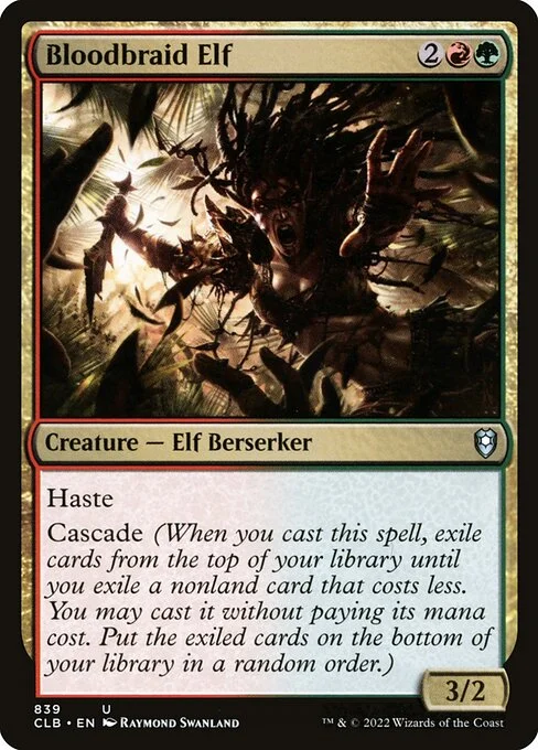 Bloodbraid Elf, carta Magic di tipo Creature — Elf Berserker illustrata da Raymond Swanland
