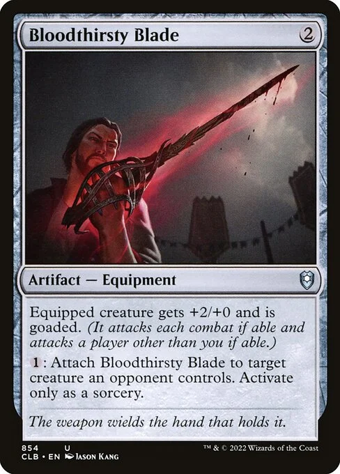 Bloodthirsty Blade, carta Magic di tipo Artifact — Equipment illustrata da Jason Kang