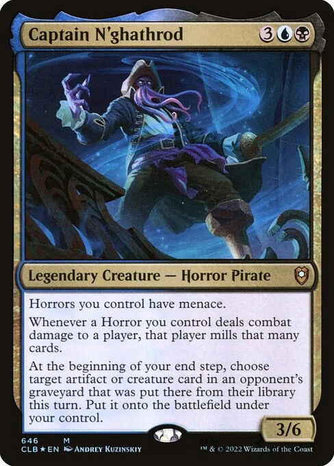 Captain N'ghathrod, carta Magic di tipo Legendary Creature — Horror Pirate illustrata da Andrey Kuzinskiy