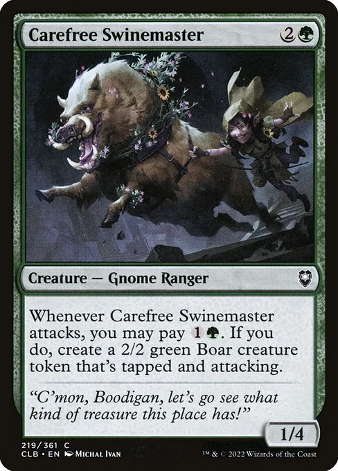 Carefree Swinemaster, carta Magic di tipo Creature — Gnome Ranger illustrata da Michal Ivan