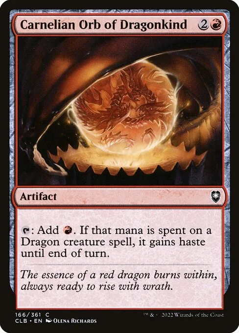 Carnelian Orb of Dragonkind, carta Magic di tipo Artifact illustrata da Olena Richards