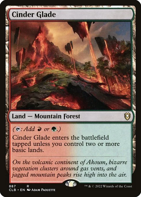 Cinder Glade, carta Magic di tipo Land — Mountain Forest illustrata da Adam Paquette