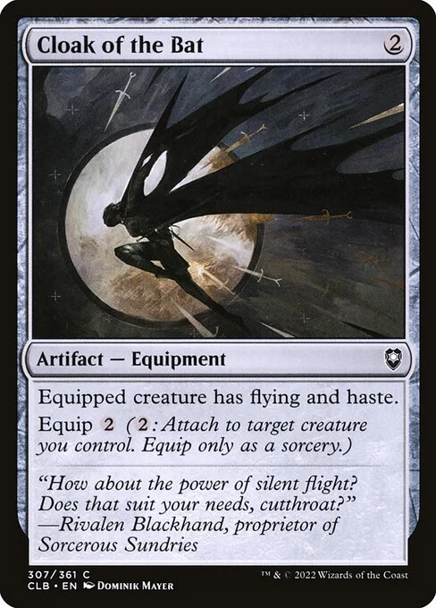 Cloak of the Bat, carta Magic di tipo Artifact — Equipment illustrata da Dominik Mayer