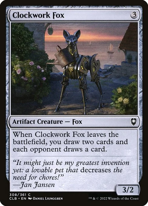 Clockwork Fox, carta Magic di tipo Artifact Creature — Fox illustrata da Daniel Ljunggren
