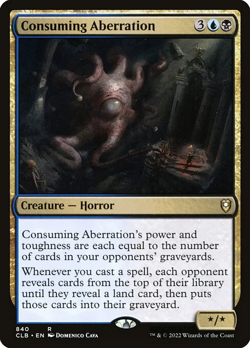 Consuming Aberration, carta Magic di tipo Creature — Horror illustrata da Domenico Cava