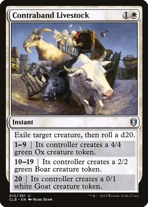 Contraband Livestock, carta Magic di tipo Instant illustrata da Mark Behm