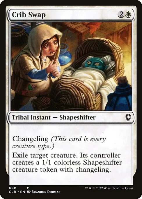 Crib Swap, carta Magic di tipo Kindred Instant — Shapeshifter illustrata da Brandon Dorman