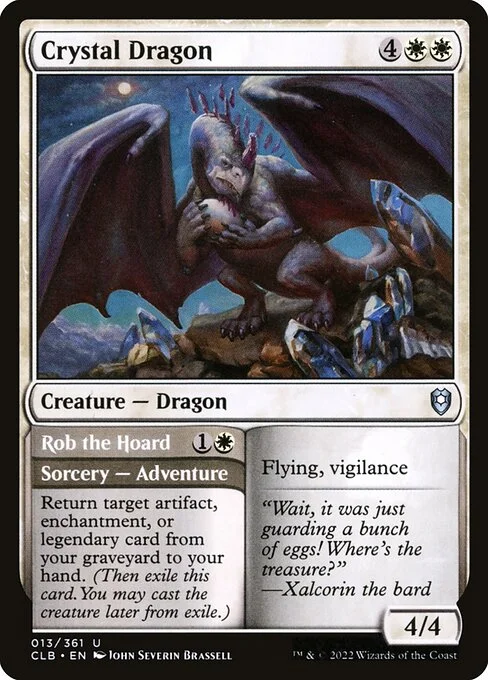 Crystal Dragon // Rob the Hoard, carta Magic di tipo Creature — Dragon // Sorcery — Adventure illustrata da John Severin Brassell