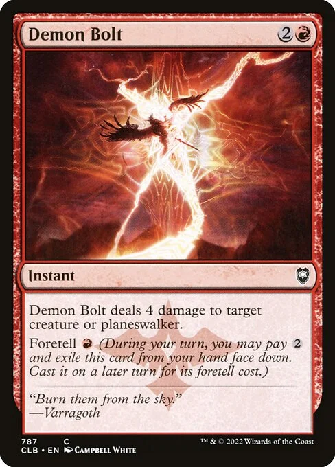 Demon Bolt, carta Magic di tipo Instant illustrata da Campbell White