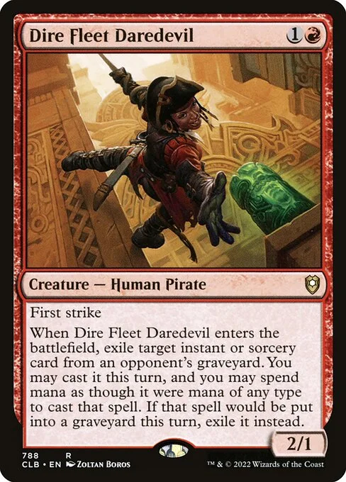 Dire Fleet Daredevil, carta Magic di tipo Creature — Human Pirate illustrata da Zoltan Boros