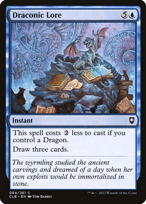 Draconic Lore, carta Magic di tipo Instant illustrata da Tom Babbey