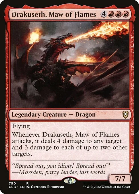 Drakuseth, Maw of Flames, carta Magic di tipo Legendary Creature — Dragon illustrata da Grzegorz Rutkowski
