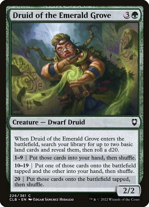 Druid of the Emerald Grove, carta Magic di tipo Creature — Dwarf Druid illustrata da Edgar Sánchez Hidalgo