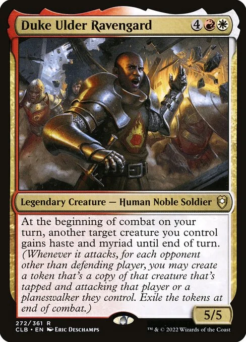 Duke Ulder Ravengard, carta Magic di tipo Legendary Creature — Human Noble Soldier illustrata da Eric Deschamps