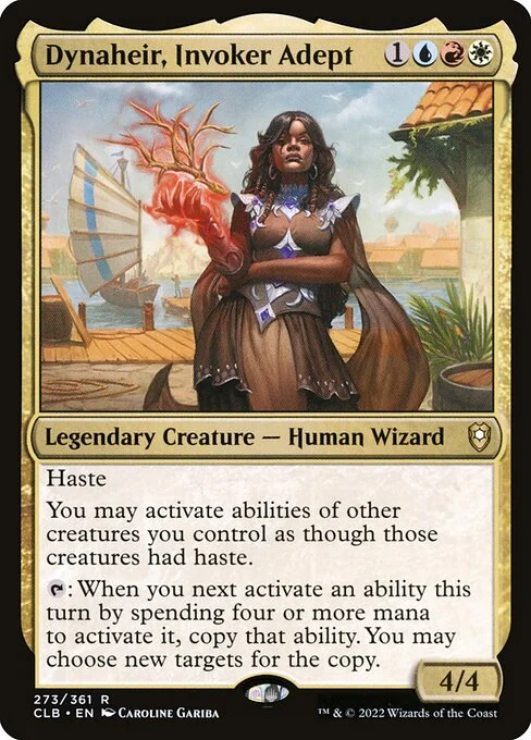 Dynaheir, Invoker Adept, carta Magic di tipo Legendary Creature — Human Wizard illustrata da Caroline Gariba