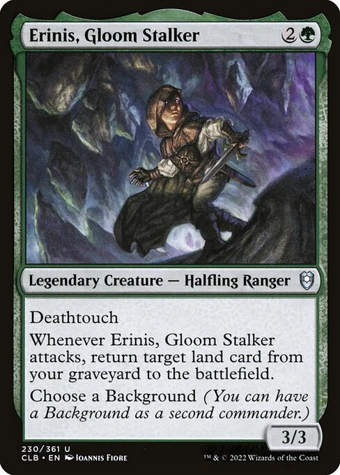 Erinis, Gloom Stalker, carta Magic di tipo Legendary Creature — Halfling Ranger illustrata da Ioannis Fiore