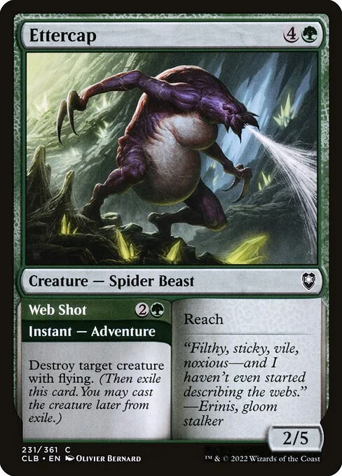 Ettercap // Web Shot, carta Magic di tipo Creature — Spider Beast // Instant — Adventure illustrata da Olivier Bernard