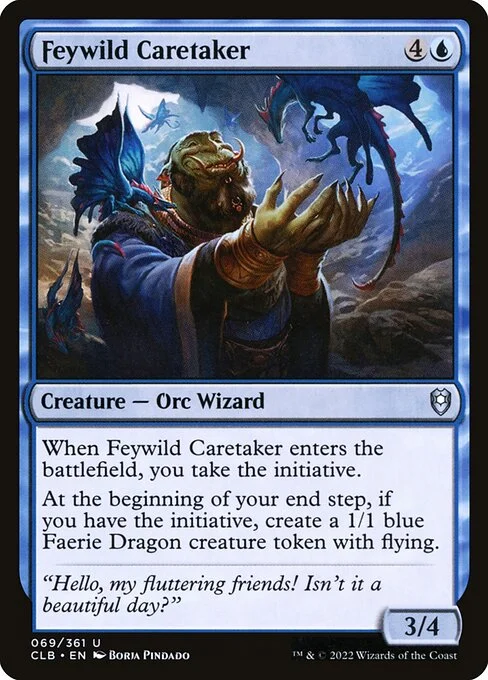 Feywild Caretaker, carta Magic di tipo Creature — Orc Wizard illustrata da Borja Pindado