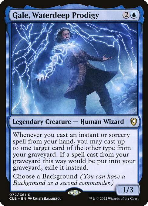 Gale, Waterdeep Prodigy, carta Magic di tipo Legendary Creature — Human Wizard illustrata da Cristi Balanescu