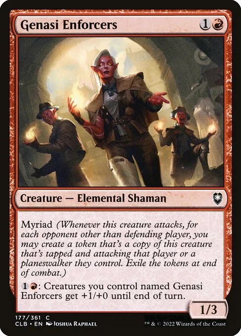 Genasi Enforcers, carta Magic di tipo Creature — Elemental Shaman illustrata da Joshua Raphael