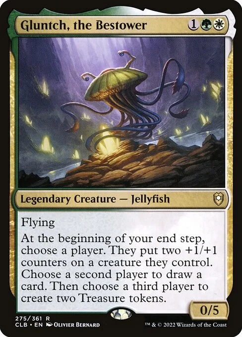 Gluntch, the Bestower, carta Magic di tipo Legendary Creature — Jellyfish illustrata da Olivier Bernard