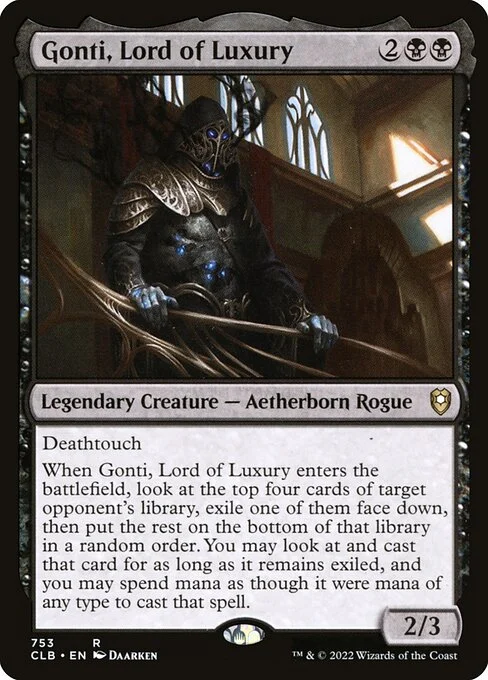Gonti, Lord of Luxury, carta Magic di tipo Legendary Creature — Aetherborn Rogue illustrata da Daarken