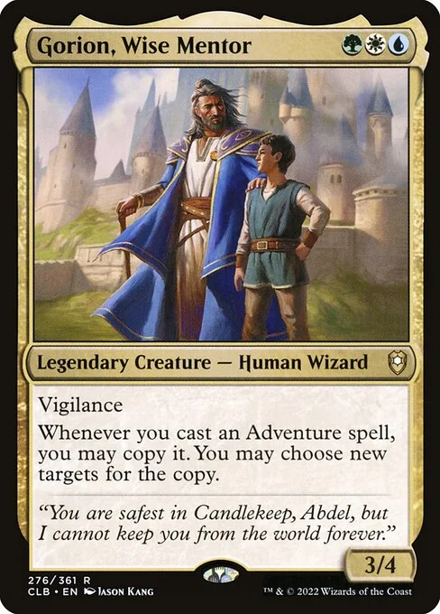 Gorion, Wise Mentor, carta Magic di tipo Legendary Creature — Human Wizard illustrata da Jason Kang