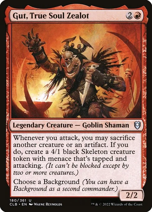 Gut, True Soul Zealot, carta Magic di tipo Legendary Creature — Goblin Shaman illustrata da Wayne Reynolds