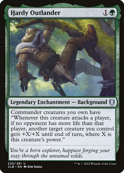 Hardy Outlander, carta Magic di tipo Legendary Enchantment — Background illustrata da Kim Sokol