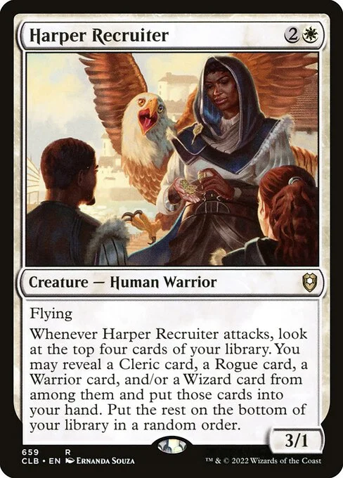 Harper Recruiter, carta Magic di tipo Creature — Human Warrior illustrata da Ernanda Souza