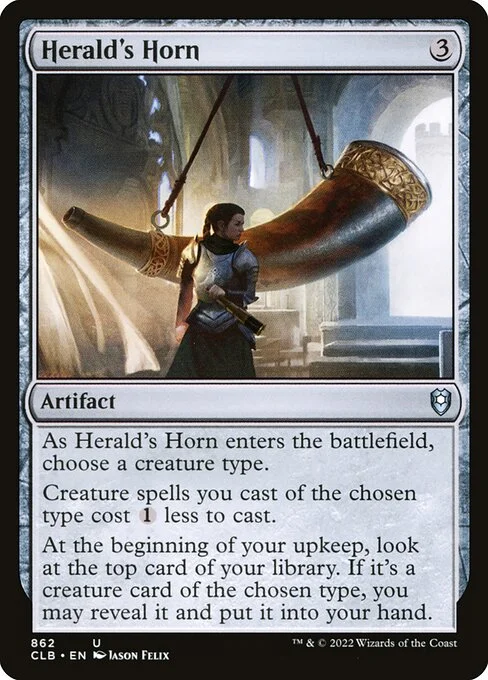 Herald's Horn, carta Magic di tipo Artifact illustrata da Jason Felix